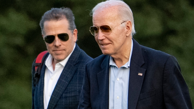 U.S. President Joe Biden, and his son Hunter Biden arrive at Fort McNair, Sunday, June 25, 2023, in Washington. (Andrew Harnik/AP Photo)