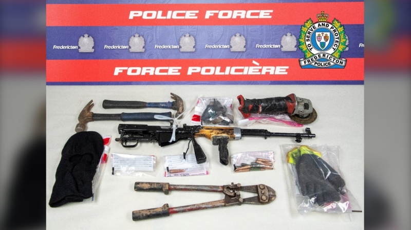 Items seized during an arrest by the Fredericton Police Force are pictured.