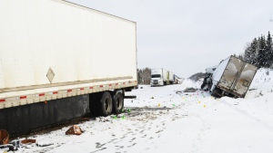 The crash took place around 8:30 a.m. Nov. 30 about 18 kilometres west of Hearst, James Bay Ontario Provincial Police said in a news release Monday. (OPP photo)