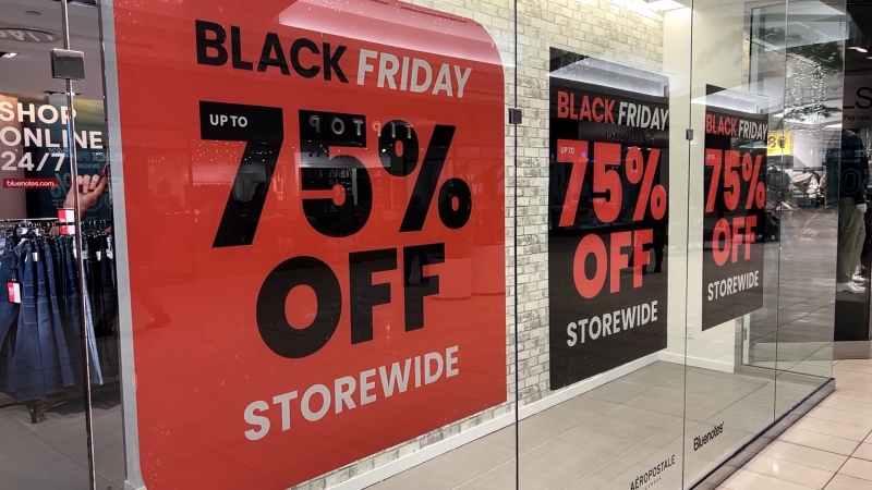 Deep in-store discounts continued at the St. Laurent Shopping Centre on what is normally the busiest online shopping day of the year, Cyber Monday. Dec. 2, 2024. (Josh Marano/CTV News Ottawa)