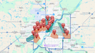 A map shows areas of Saskatoon affected by Tuesday's power outage (Saskatoon Light and Power) 