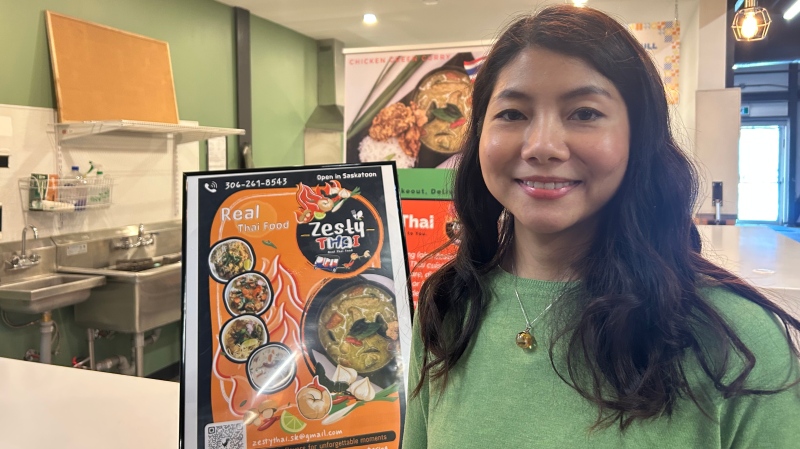 Tassanee Nithisaasin is passionate about making authentic Thai food and is getting the opportunity to do that at Gather Local Market at River Landing. (Carla Shynkaruk / CTV News) 