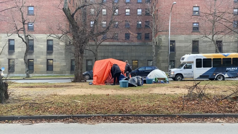 A tent on University Avenue on Dec. 4, 2024, is pictured. (Source: Hafsa Arif/CTV News Atlantic)