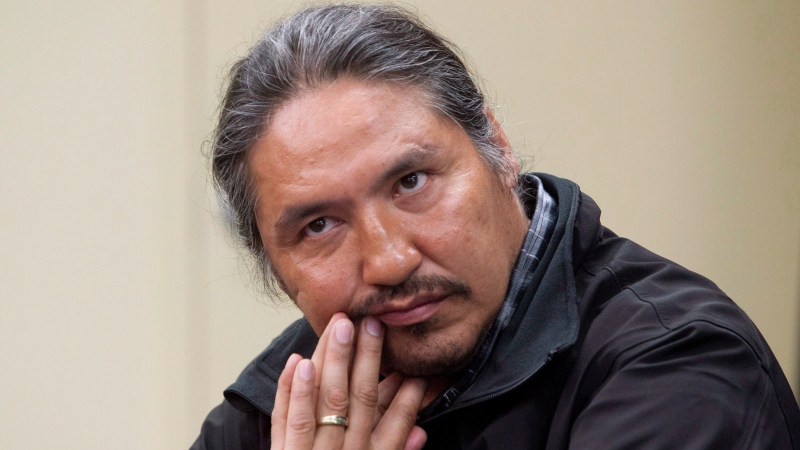 Chief Allan Adam of the Athabasca Chipewyan First Nation can be seen at a press conference in Fort McMurray, Alta. on Friday May 30, 2014. (Jason Franson)