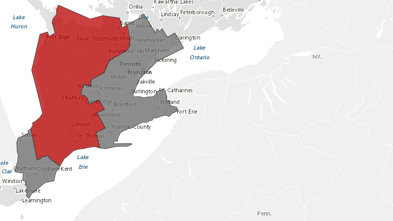 Snow squall warnings and watches blanket southern Ontario on Dec. 5, 2024. (Source: Environment Canada)