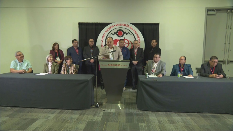 A group of concerned First Nations Chiefs held a news conference about Jordan's Principle Funding Crisis on Dec. 5, 2024 in Ottawa (Assembly of First Nations)