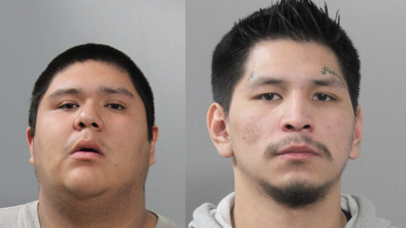 Dwayne Maxie and Jeremy Whitebear are both wanted in connection to the death of a man on White Bear First Nation. (Supplied: RCMP) 