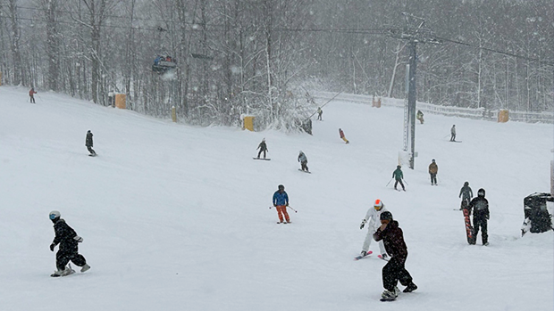 Winter enthusiasts hit the slopes for opening day at Mount St. Louis Moonstone on Fri., Dec. 6, 2024. (CTV News/Mike Lang) 