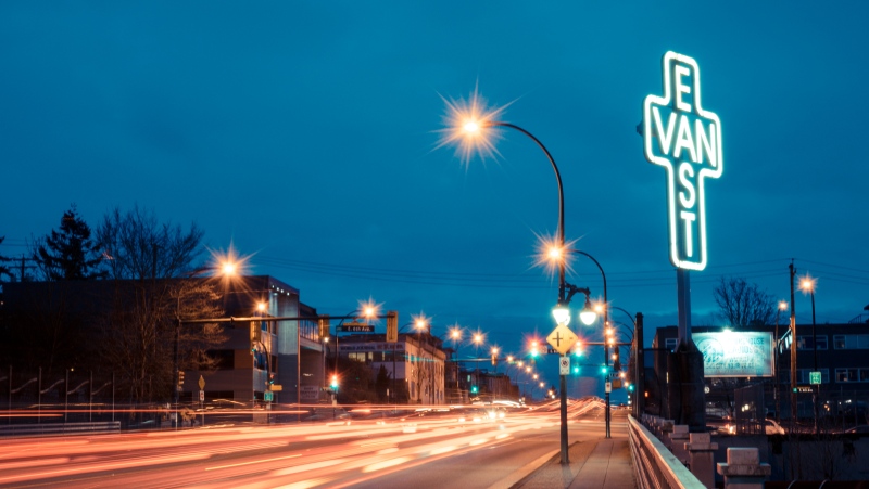 The Monument to East Vancouver, also known as the East Van Cross, is seen in this image from Shutterstock.com 