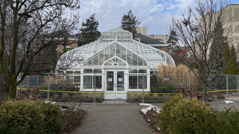 The DM Rutherford Family Conservatory at the University of Guelph on Dec. 10, 2024. (Dave Pettitt/CTV News)