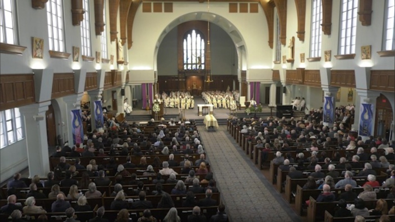 Hundreds gathered to remember former Calgary Bishop Fred Henry on Dec. 10, 2024. (CTV News) 