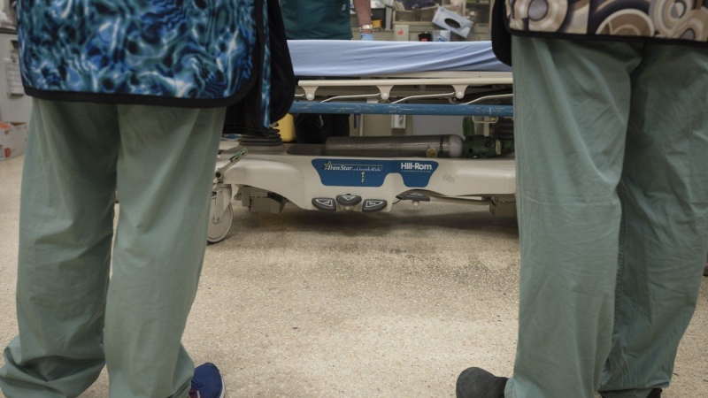 A medical bed in the trauma bay during simulation training at St. Michael's Hospital in Toronto on Tuesday, August 13, 2019.  (THE CANADIAN PRESS/ Tijana Martin)
