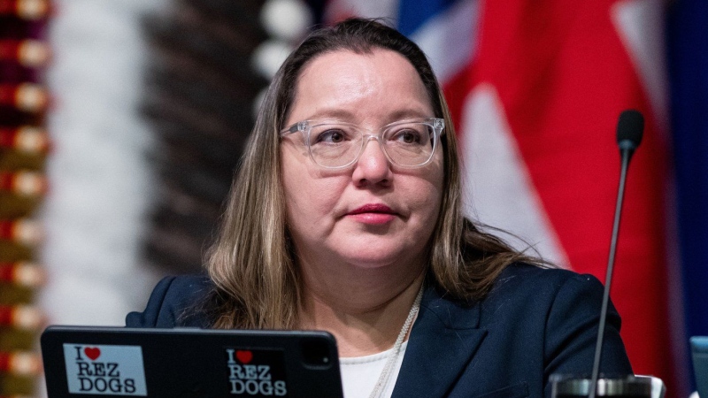 Assembly of First Nations National Chief Cindy Woodhouse Nepinak attends the Special Chiefs Assembly in Ottawa, on Wednesday, Dec. 4, 2024. THE CANADIAN PRESS/Spencer Colby
