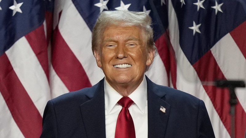 U.S. president-elect Donald Trump smiles at an election night watch party early Nov. 6, 2024, in West Palm Beach, Fla. (AP Photo/Alex Brandon, File)