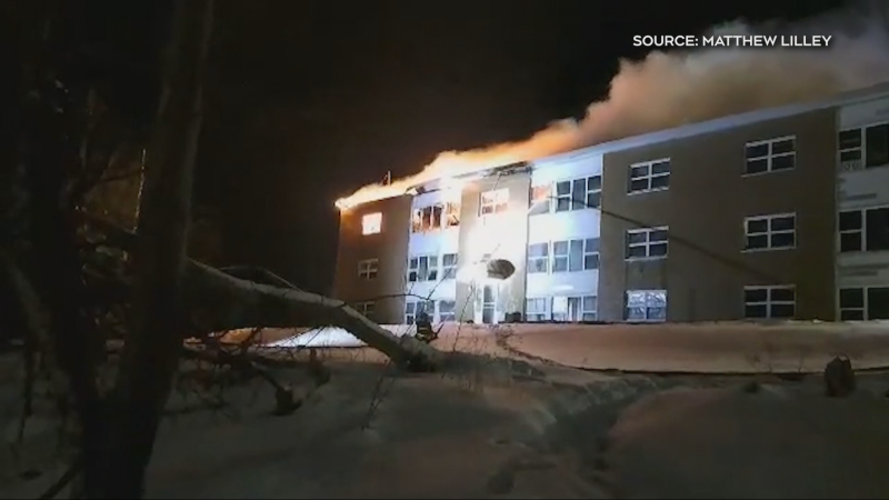 Elliot Lake apartment building on fire