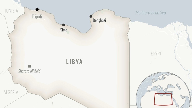 This is a locator map for Libya with its capital, Tripoli. (AP Photo)
