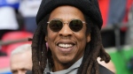 Jay-Z smiles ahead of the Champions League final soccer match between Borussia Dortmund and Real Madrid at Wembley stadium in London, Saturday, June 1, 2024. (AP Photo/Kirsty Wigglesworth, File)