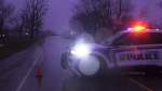 A London Police Service vehicle blocks traffic on Murray Rd.  south of Longwoods Rd., Dec. 16, 2024 (Gerry Dewan/CTV News London)