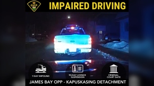 Truck impounded after driver charged with drug impaired driving. December 16, 2024 (Ontario Provincial Police)