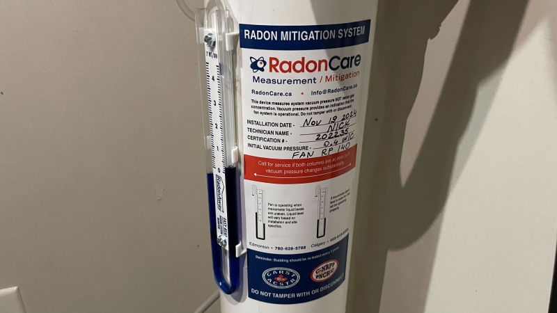 A radon mitigation system can be seen in this undated photograph. (Amanda Anderson/CTV News Edmonton)