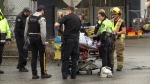 The victim of a shooting in Mission is loaded into an air ambulance on Saturday, Dec. 21. (CTV News)