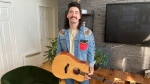 Jay Trepanier, also known as "mullet man" posing in his custom Sens denim jacket. (Dylan Dyson/CTV News Ottawa)