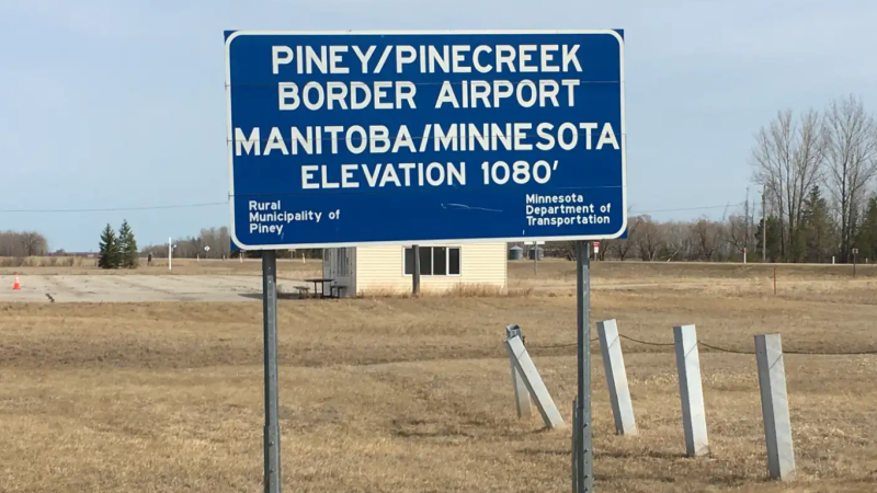 A sign for the Piney-Pinecreek Border Airport in an undated photo. (Minnesota Department of Transportation)