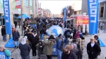 Dundas Place was packed as the Detroit Lions hosted a tailgate and watch party in London, Ont. on Dec. 22, 2024 (Brent Lale/CTV News London)  