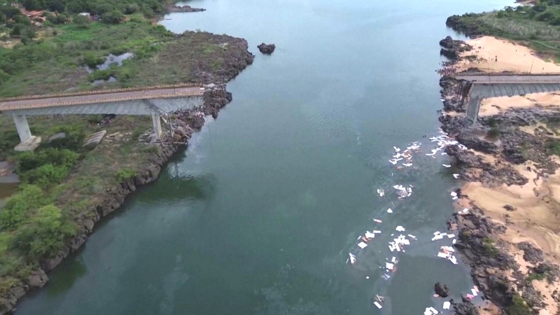 Video shows the aftermath of a bridge collapse in Brazil, Monday, Dec. 23, 2024.