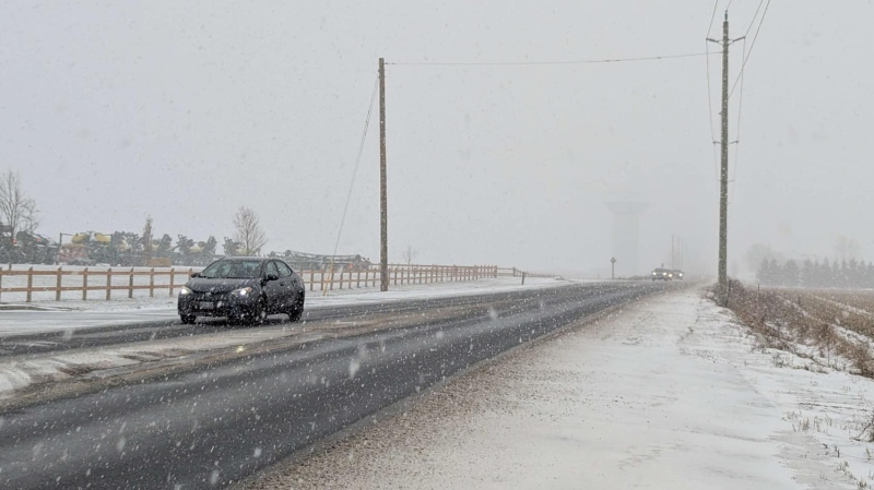 A snowy street in Elmira on Dec. 23, 2024. (CTV News/Dan Lauckner)