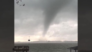 Waterspout forms over Texas lake