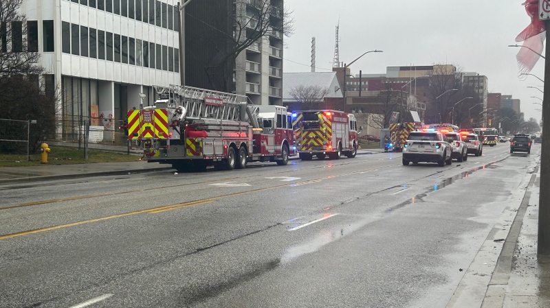 Fire crews battled two separate apartment fires on Ouellette Avenue on Dec. 29, 2024. (Robert Lothian/CTV News Windsor)