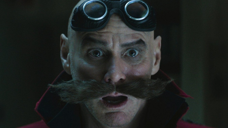 This image released by Paramount Pictures and Sega of America shows Jim Carrey, as Ivo Robotnik, in a scene from "Sonic the Hedgehog 3." (Paramount Pictures and Sega of America, Inc. via AP)