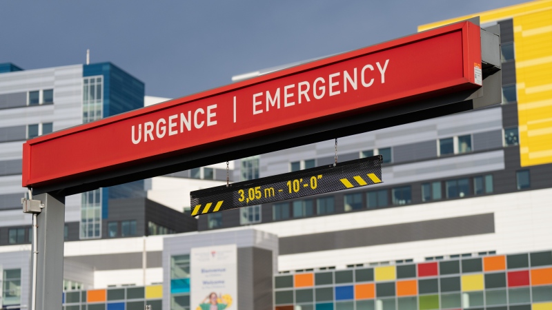 The entrance to the Glen site of the McGill University Health Centre on Thursday, Sept. 19, 2024, in Montreal. (Christinne Muschi/The Canadian Press)