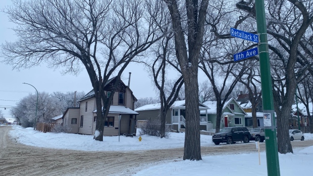 Officers received a report of a seriously injured man in the area of 8th Avenue and Retallack Street on Dec. 26, 2024. The man died at the scene. (Hallee Mandryk / CTV News) 