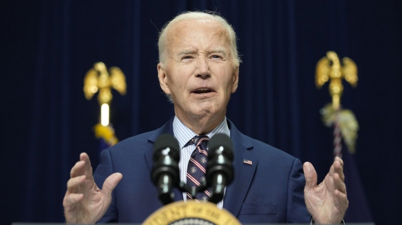 U.S. President Joe Biden makes a statement on the latest developments in New Orleans from Camp David, Md., Wednesday, Jan. 1, 2025. (AP Photo/Susan Walsh)