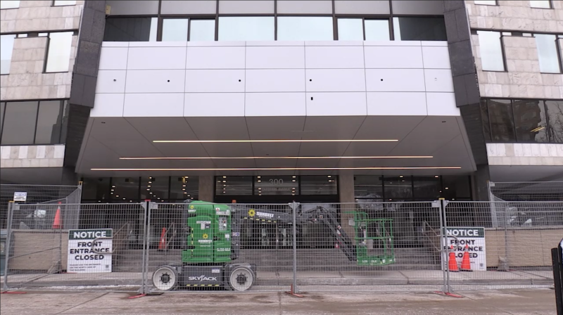 Construction cladding has been removed from the front of London City Hall, Jan. 2. 2025 (Daryl Newcombe)