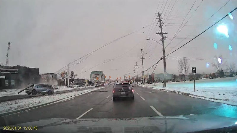 A woman suffered critical injuries after a serious crash in Ottawa's east end on Saturday, Dec. 4, 2025. (Chris Power/Viewer submission)