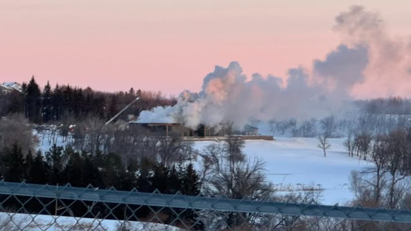 Smoke billows from the Minnewasta Golf and Country Club on Jan. 5, 2025. (Cathy Sabourin/Facebook)