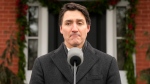 Prime Minister Justin Trudeau makes an announcement outside Rideau Cottage in Ottawa on Monday, Jan.6, 2025. (THE CANADIAN PRESS/Adrian Wyld)