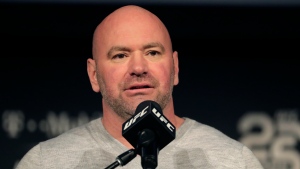 UFC president Dana White speaks at a news conference in New York on Nov. 2, 2018. (Julio Cortez / AP Photo)
