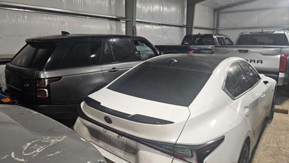 Waterloo Regional Police Service released this image of several allegedly stolen vehicles seized in Hamilton. (Courtesy: Waterloo Regional Police Service)