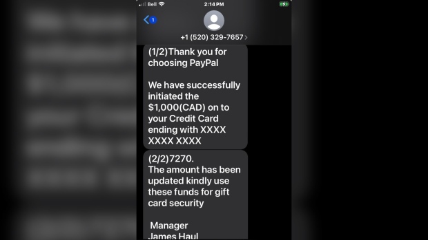 A Prince Albert man claims he lost nearly $30 000 to a text message scam just before this past Christmas. (Courtesy: Norm Richards)