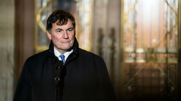 Dominic LeBlanc, Minister of Finance, Public Safety and Intergovernmental Affairs, participates in a news conference after a swearing in ceremony at Rideau Hall in Ottawa, on Monday, Dec. 16, 2024. THE CANADIAN PRESS/Justin Tang 