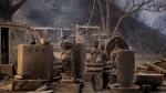 Charred Buddha statues stand amidst other sculptures at burned out shop in Malibu, Calif., Wednesday, Jan. 8, 2025. (AP Photo/Richard Vogel)
