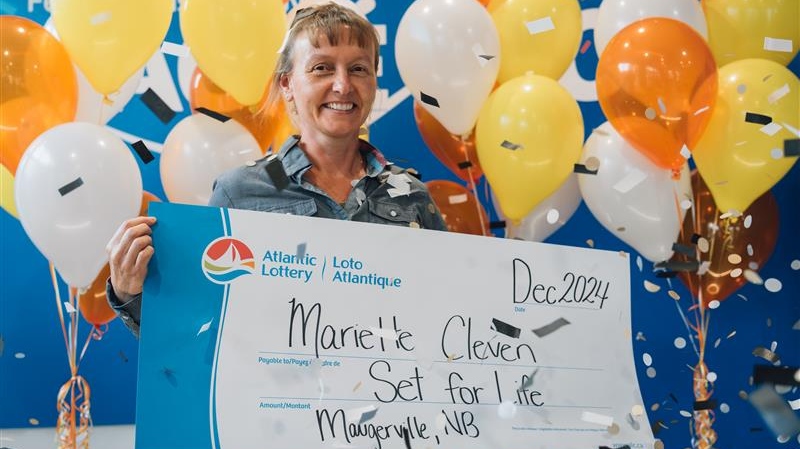 Mariette Cleven of Maugerville, N.B., won a $675,000 lottery prize on Dec. 13, 2024. (Courtesy: Atlantic Lottery)