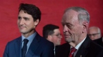 Prime Minister Justin Trudeau stands with former prime minister Jean Chretien at a reception celebrating 25 years since Chretien was elected in his first term as prime minister, in Ottawa, Oct. 25, 2018. THE CANADIAN PRESS/Fred Chartrand