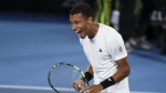 Felix Auger-Aliassime of Canada reacts after defeating Sebastian Korda of the United States in the men's final of the Adelaide International at Memorial Drive Tennis Club in Adelaide, Australia, Saturday, Jan. 11, 2025. THE CANADIAN PRESS/Matt Turner/AAP Image via AP