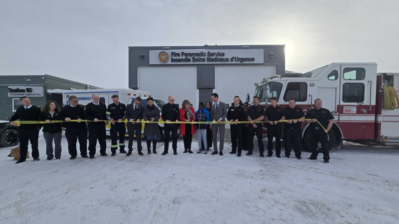 A temporary fire station in Winnipeg's Waverley West neighbourhood was officially commissioned on January 11, 2025. (Dan Timmerman/CTV News Winnipeg)