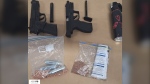 Police shared a photo of the seized weapons on social media. (@AbbyPoliceDept / X.com)